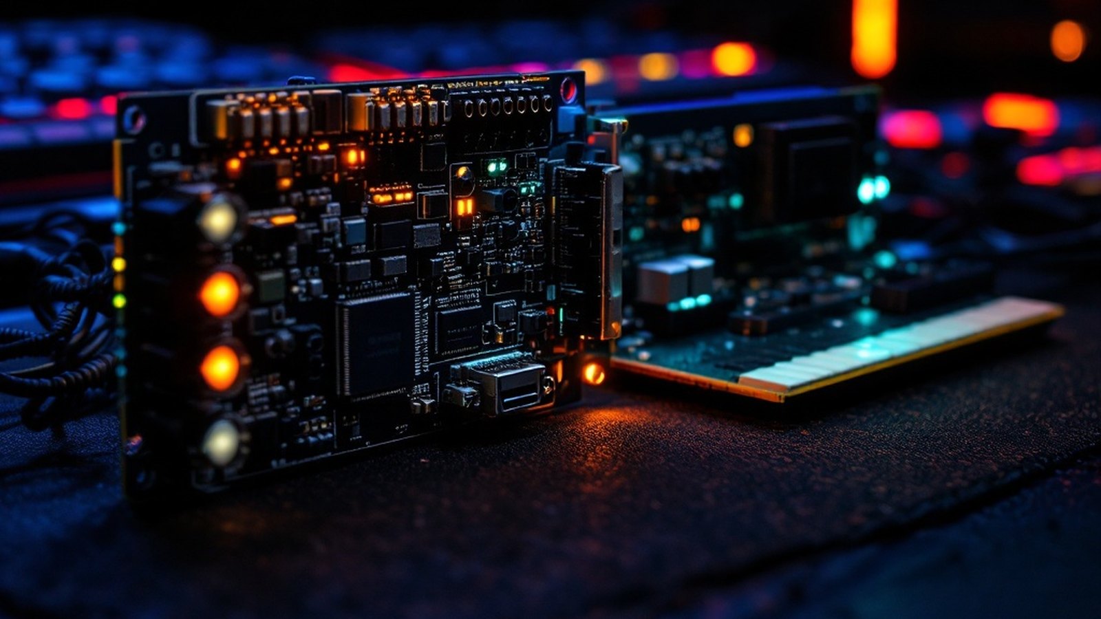 Close-up of the Sound Blaster ZXR main card and DBPro daughterboard side by side