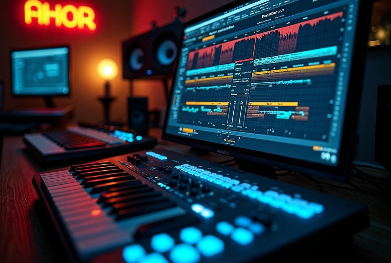 Cubase arrange page with mixed MIDI and audio tracks visible