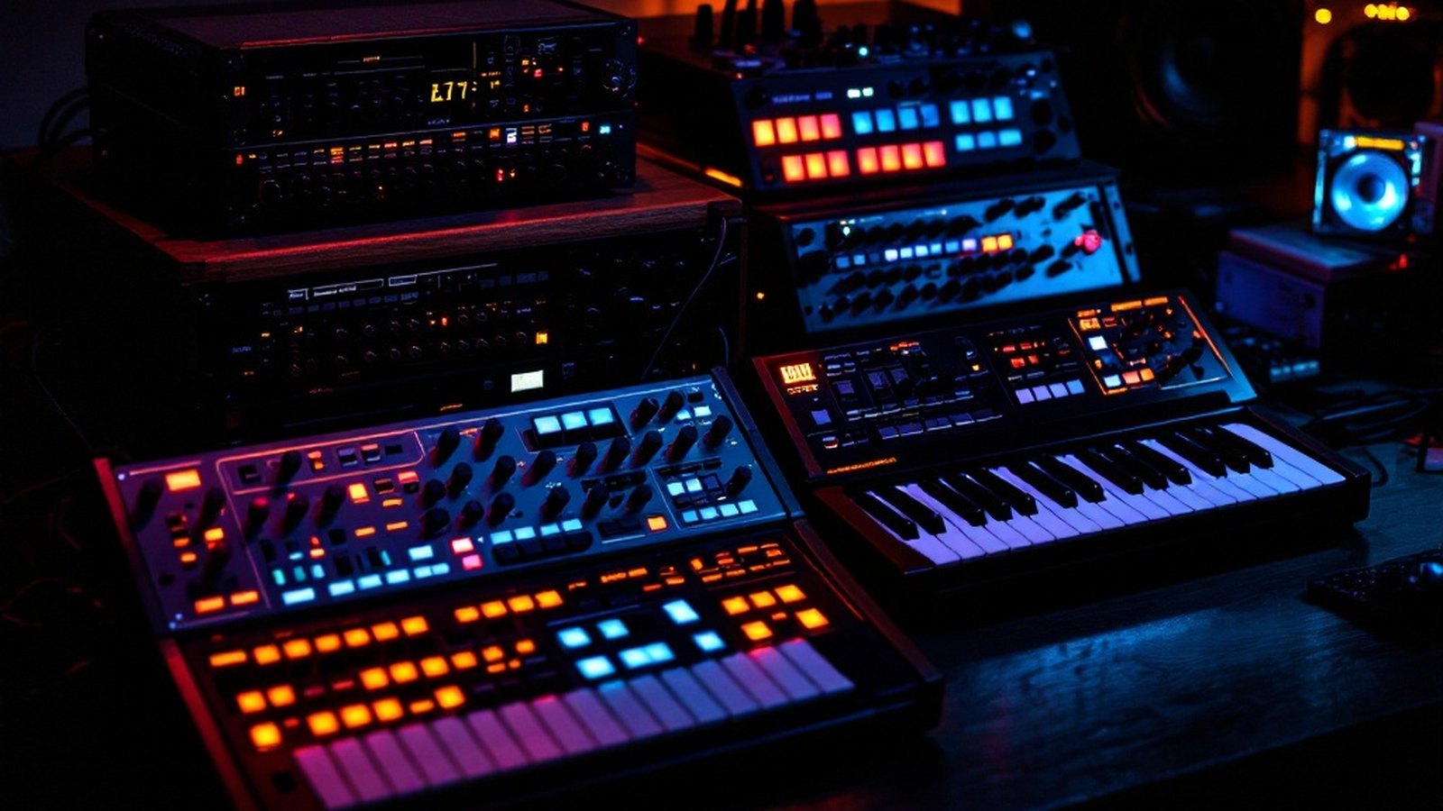 TR-8, TB-3, VT-3, and System-1 arranged together on a table
